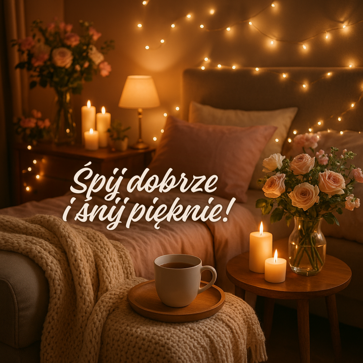 Nowe kartki na dobranoc z życzeniami spokojnego snu w przytulnej sypialni