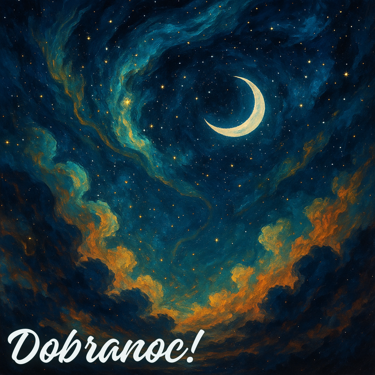 Kartki na dobranoc nowe – magiczny księżyc i rozgwieżdżone niebo