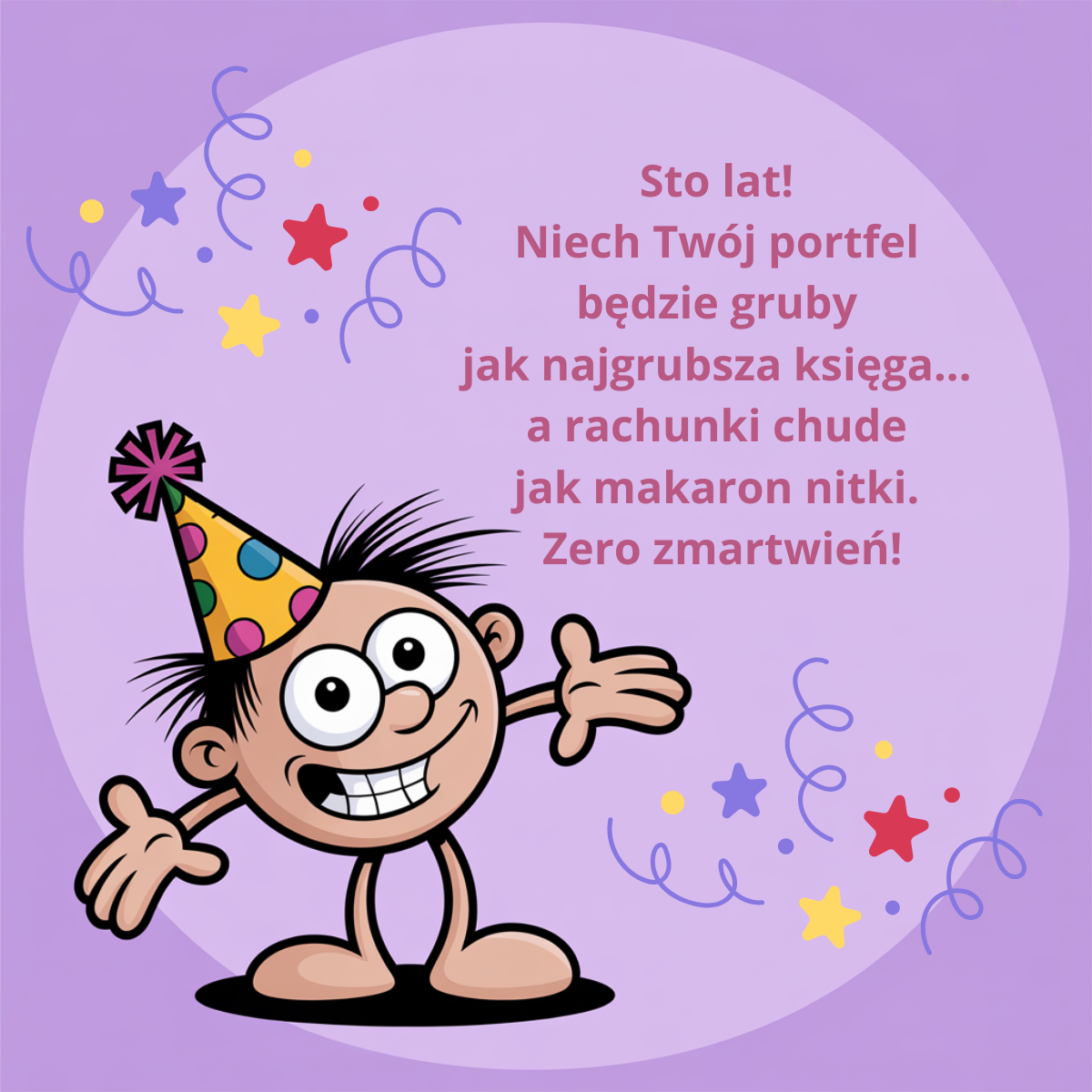 Śmieszne życzenia urodzinowe o grubym portfelu i chudych rachunkach - zabawny tekst na SMS