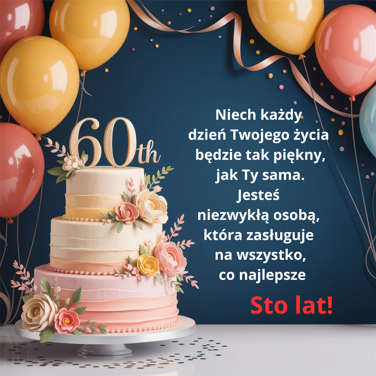 Osobista i wzruszająca kartka na 60. urodziny, nawiązująca do pomyślności na przyszłość i ciepłych relacji z jubilatem.
